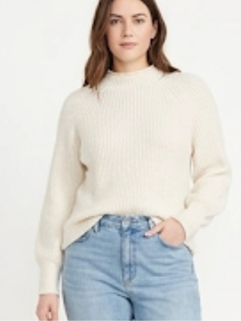 Express Cozy Cream Ribbed Sweater size S